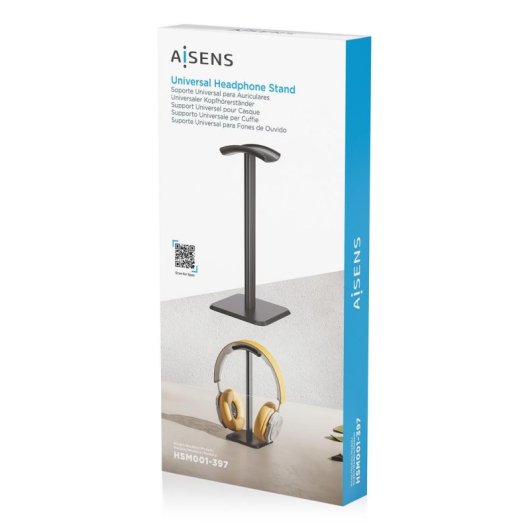 Soporte para Auriculares Aisens HSM001-397 Universal Base Sólida, 23.5 cm, Negro
