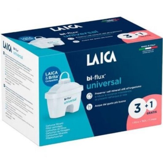 Filtro Acqua Laica Bi-flux Universal Slim F4T Pack 3+1 Mineralizzante