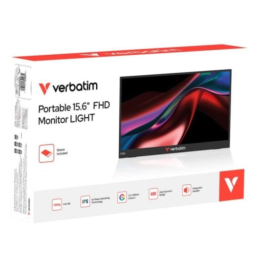 Monitor Verbatim Portable LIGHT 15.6" FullHD 60Hz IPS 10ms HDR FreeSync