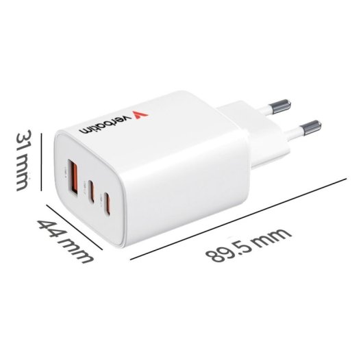 Steckdosenleiste Verbatim 32353 3 Steckplu00e4tze 2 USB-C 1 USB-A 65W GaN weiu00df