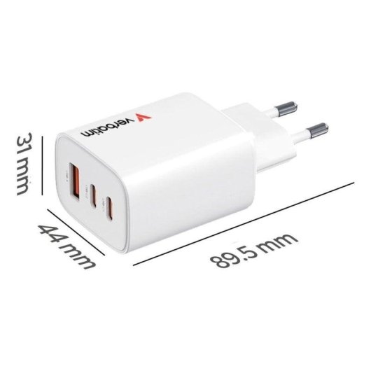 Steckdosenleiste Verbatim 32353 3 Steckplu00e4tze 2 USB-C 1 USB-A 65W GaN weiu00df