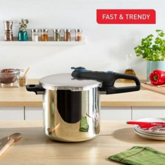 Olla a presión Tefal Secure Trendy P2584401 8L acero inoxidable 25 cm inducción