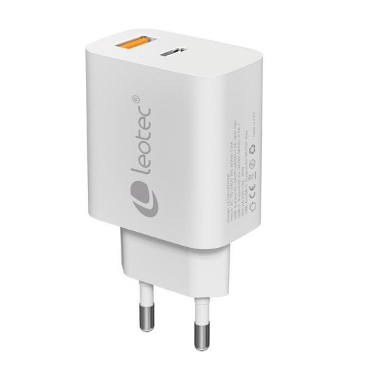 Caricatore Leotec LECSPH30W2W GaN 30W 1xUSB-C PD 1xUSB-A Bianco