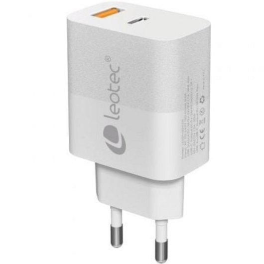 Caricatore Leotec LECSPH30W2W GaN 30W 1xUSB-C PD 1xUSB-A Bianco