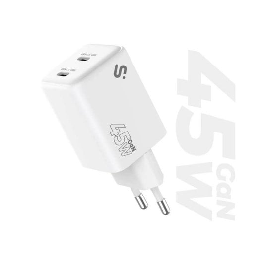 Cargador Subblim GaN 45W doble USB-C carga rápida compacto universal