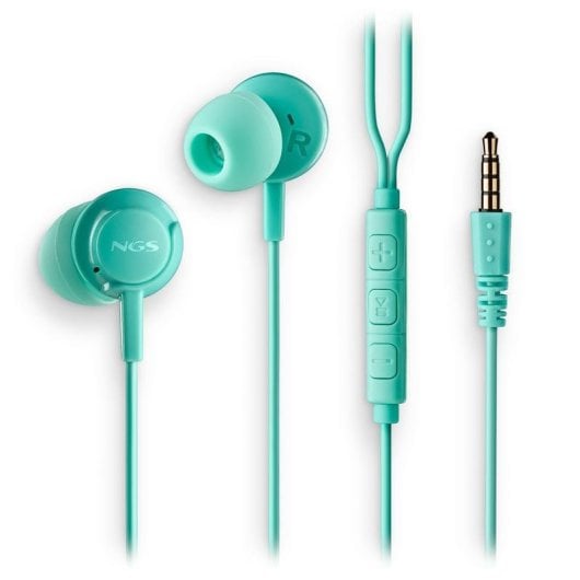 Auriculares NGS Cross Drift Mint con cable Jack 3.5 mm Uso Llamadas y Música Micrófono Control en Cable Color Menta