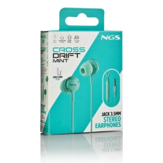 Auriculares NGS Cross Drift Mint con cable Jack 3.5 mm Uso Llamadas y Música Micrófono Control en Cable Color Menta