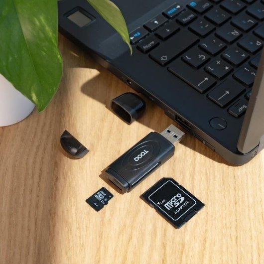Lector de tarjetas TooQ TQR-3002B USB 3.0 2 en 1 SD TF Compacto Negro