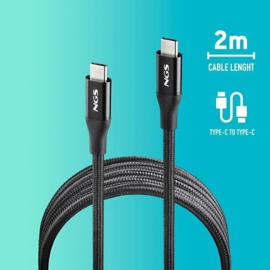 Cable USB C NGS KNOT 240W-2 2m 40Gbps USB 4.0 Trenzado Negro