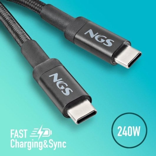 Cable USB C NGS KNOT 240W-2 2m 40Gbps USB 4.0 Trenzado Negro
