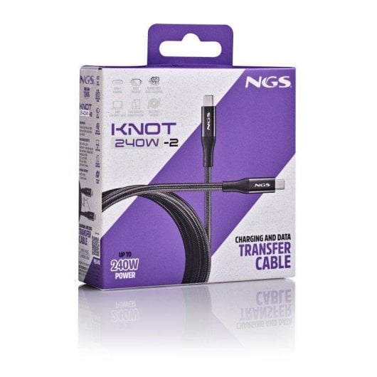 Cable USB C NGS KNOT 240W-2 2m 40Gbps USB 4.0 Trenzado Negro
