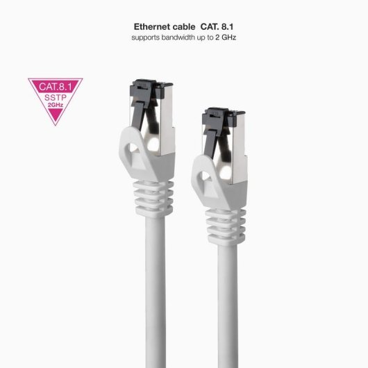 Netzwerkkabel Nanocable Cat.8.1 1.5m SSTP LSZH Grau