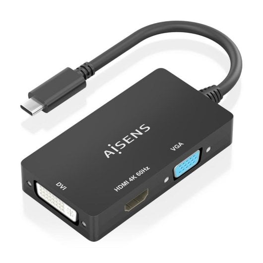 Convertidor de señal Aisens A109-0954 USB-C a DVI HDMI VGA 4K 15cm Negro