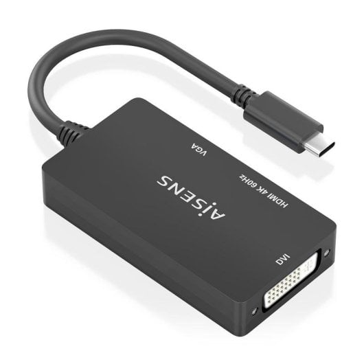 Convertidor de señal Aisens A109-0954 USB-C a DVI HDMI VGA 4K 15cm Negro