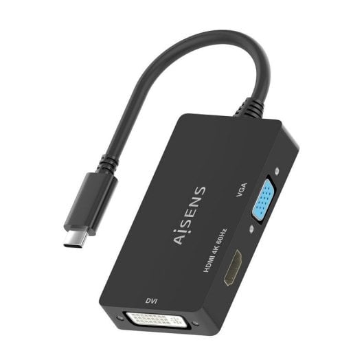 Convertidor de señal Aisens A109-0954 USB-C a DVI HDMI VGA 4K 15cm Negro