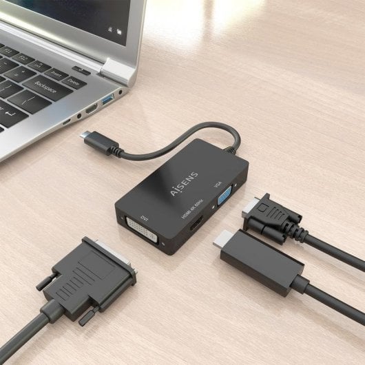 Convertisseur vidéo Aisens A109-0954 USB-C DVI HDMI VGA 4K 0,15 m Noir