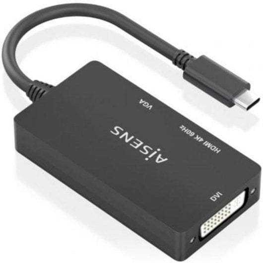 Convertidor de señal Aisens A109-0954 USB-C a DVI HDMI VGA 4K 15cm Negro