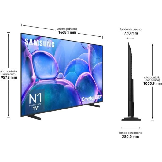 TV Samsung LED TU75U7025FK 75" 4K UHD Smart TV HDR10+ Metal Frame