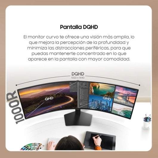 Monitor Samsung ViewFinity S9 S95UF 49" Dual QHD 120Hz VA Curvo HDR USB-C Altavoces