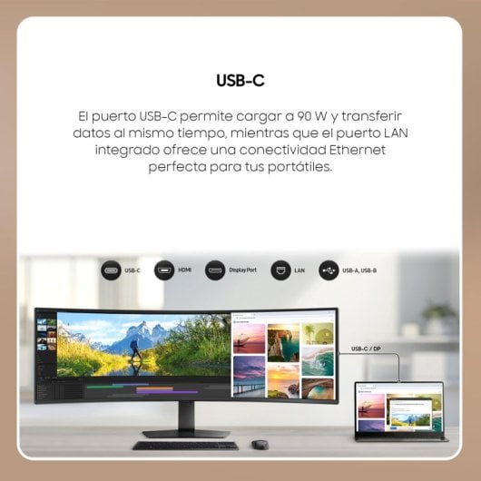 Monitor Samsung ViewFinity S9 S95UF 49" Dual QHD 120Hz VA Curvo HDR USB-C Altavoces