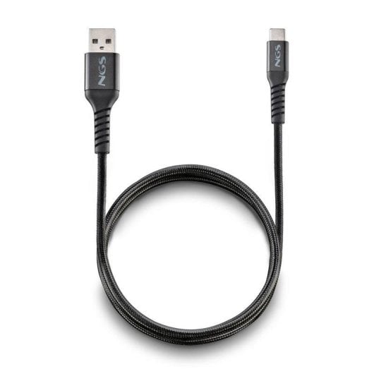 Cable USB NGS KNOT-AC USB-A a USB-C 1m carga rápida nylon trenzado negro