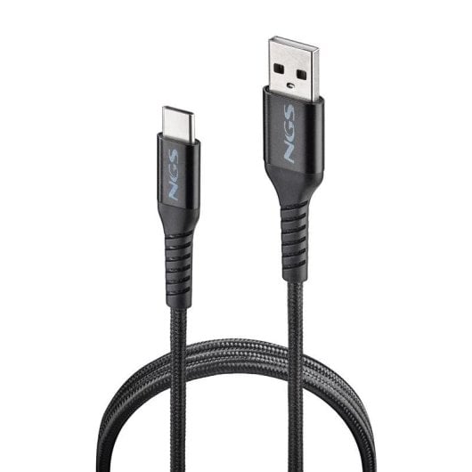 Cable USB NGS KNOT-AC USB-A a USB-C 1m carga rápida nylon trenzado negro