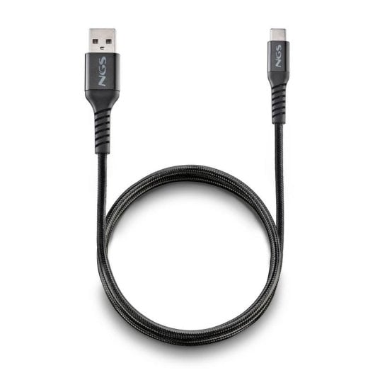 Cable USB NGS KNOT-AC USB-A a USB-C 1m carga rápida nylon trenzado negro