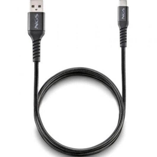 Cable USB NGS KNOT-AC USB-A a USB-C 1m carga rápida nylon trenzado negro