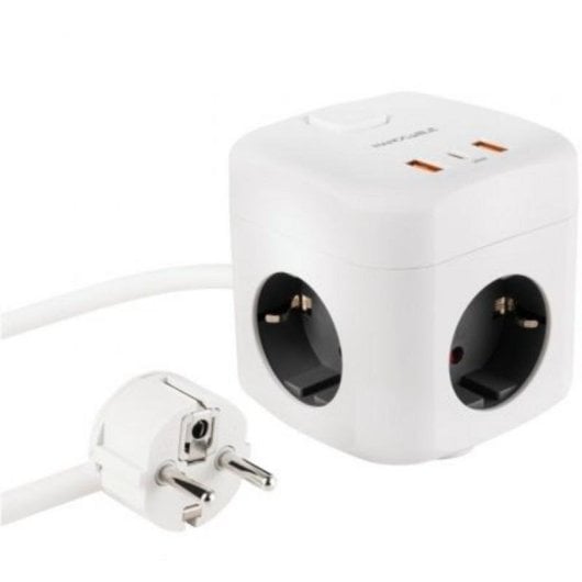 Base múltiple Nanocable 10.37.0011 GaN PPS 3 enchufes 3 USB PD 20W cable 1,4 m blanco