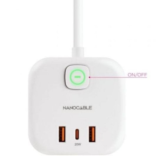 Base múltiple Nanocable 10.37.0011 GaN PPS 3 enchufes 3 USB PD 20W cable 1,4 m blanco