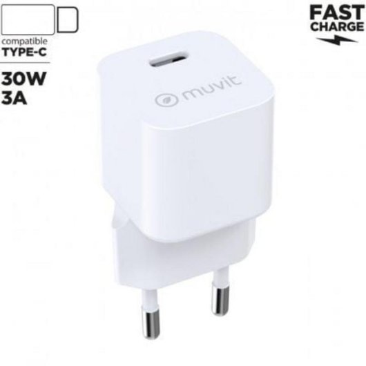 Carregador de parede Muvit SN-TC302CD1E030A USB-C 30W Power Delivery Bioresina