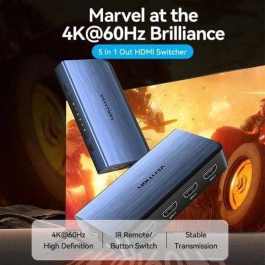 Switch HDMI Vention AKCL0 5x1 4K 60Hz Aleación Azul Control Remoto