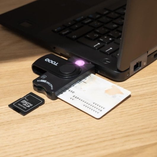 Lector de tarjeta inteligente TooQ TQR-3012B USB 2.0 compatible DNI 4.0 SIM SD Negro