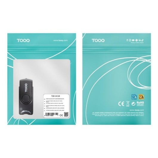 Lector de tarjeta inteligente TooQ TQR-3012B USB 2.0 compatible DNI 4.0 SIM SD Negro