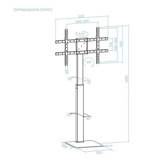 Supporto TV da pavimento TooQ FS2286M-B rotazione 90° 37-70" acciaio nero