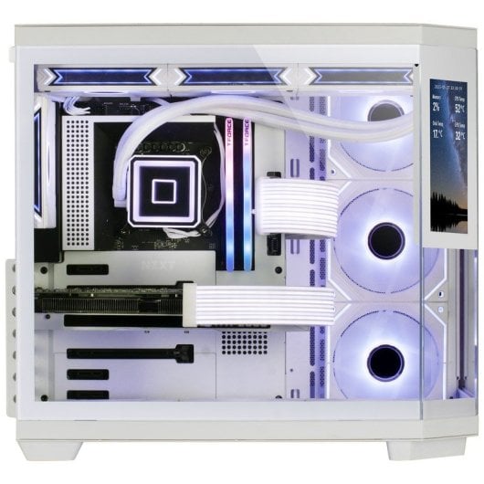 Boîtier de jeu Mars Gaming MC-3TCORELCDM Micro-ATX avec écran IPS 7,2" et triple verre trempé, blanc