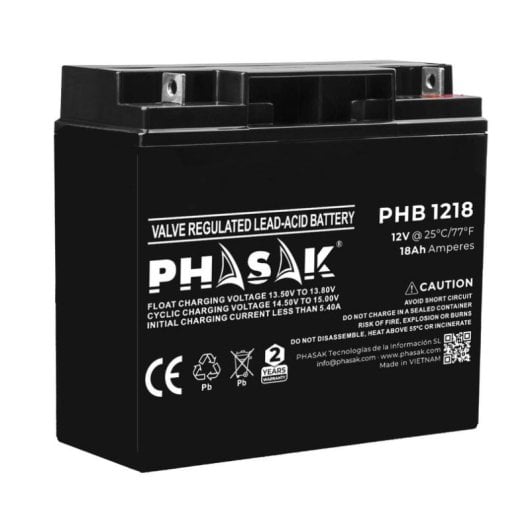 Batterie Phasak PHB 1218 12V 18Ah Plomb-étanche pour Systèmes UPS