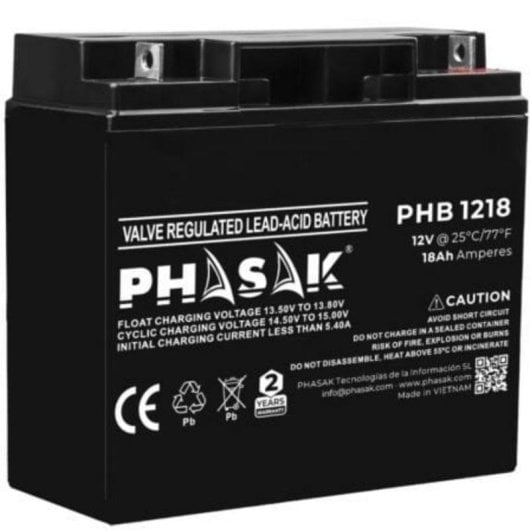Batterie Phasak PHB 1218 12V 18Ah Plomb-étanche pour Systèmes UPS
