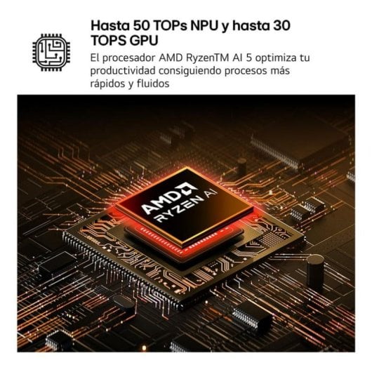 Portátil LG Gram 15Z80T 15,6" AMD Ryzen AI 5 16GB 512GB SSD Windows 11 Antirreflexo Dolby Atmos
