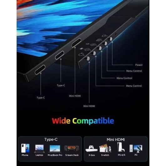 Monitor Uperfect 16" UltraHD 3K 120Hz IPS Freesync VESA Portatile