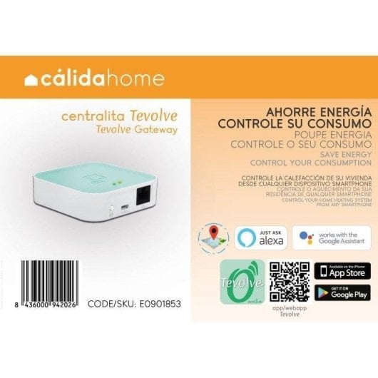 Centrale Domotique cálidahome Tevolve RF 869 MHz Ethernet Alexa Google Home Mode Sécurité
