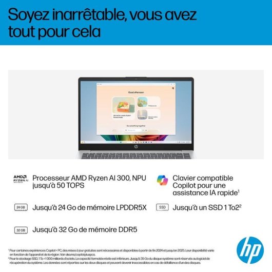 Portable HP OmniBook 3 14-ha0010nf 14" AMD Ryzen AI 7 350 16GB 1TB SSD Copilot+ Wi-Fi 6