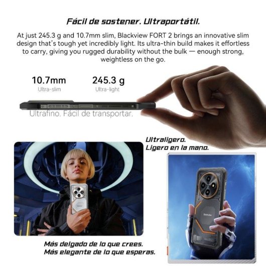 Blackview Fort 2 8GB 128GB 6.56" IPS 90Hz 4G Dual SIM NFC Câmara 16MP Android 15 Preto