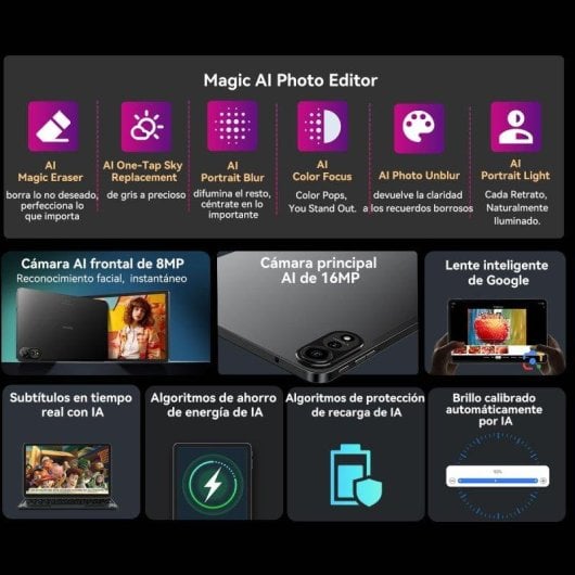 Tablet Blackview Mega 2 12" 128GB 4G 9000mAh Android 15 Azul com teclado