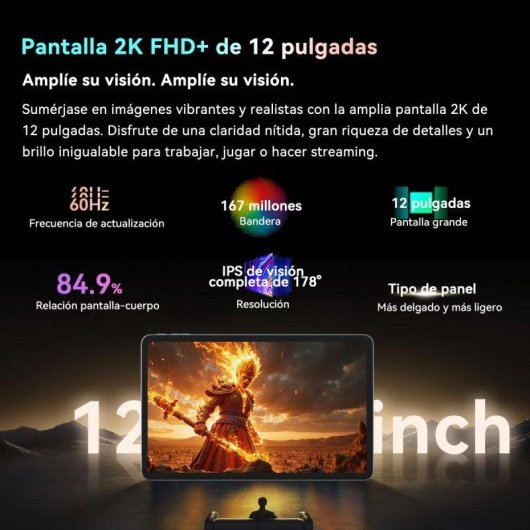 Tablet Blackview Mega 2 12" 128GB 4G 9000mAh Android 15 Azul com teclado