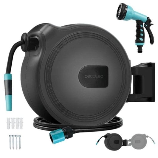 Enrolador de Mangueira Cecotec HydroShell 10 Portátil com SlowReturn e Pistola 8 funções