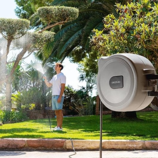 Carretel de Mangueira Cecotec HydroShell 20 Cinzento 20m SlowReturn portátil ergonómico