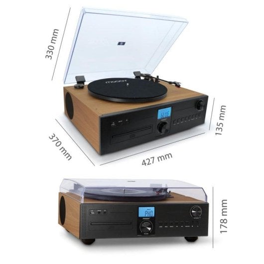 Microcadena Mooov 477365 Tocadiscos Bluetooth 50W CD USB FM Moderno Mando