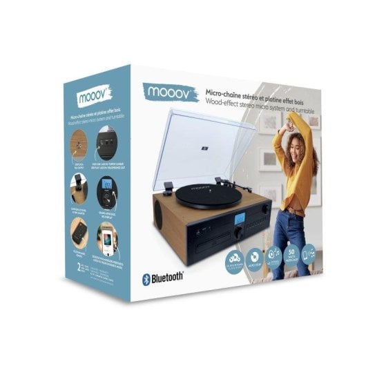 Microcadena Mooov 477365 Tocadiscos Bluetooth 50W CD USB FM Moderno Mando