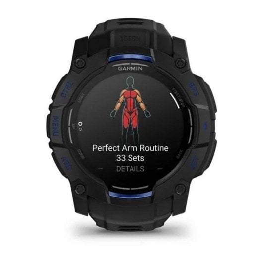 Garmin Instinct 3 Bluetooth GPS 45mm AMOLED Noir Bleu M Étanche 10ATM SpO2 Pulsomètre